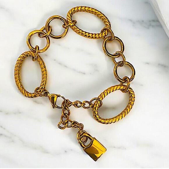 Gold Stainless Steel Chain Link Bracelet - Picture 2 of 3